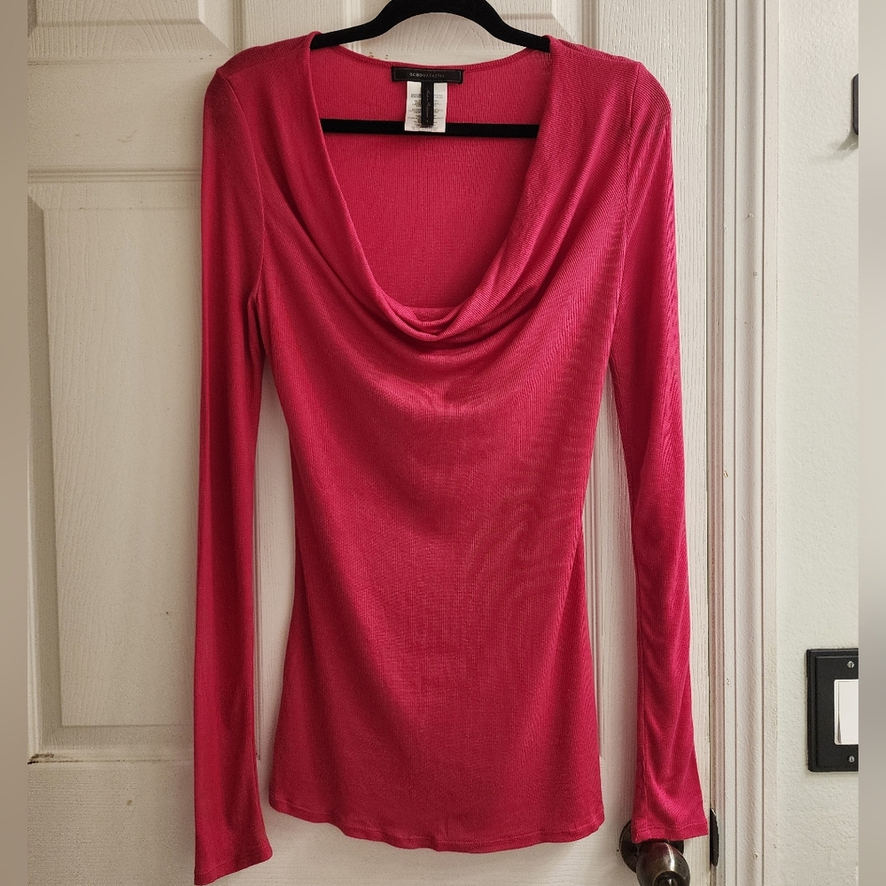 NWOT BCBG Pink Cowl Neck Long Sleeve Top